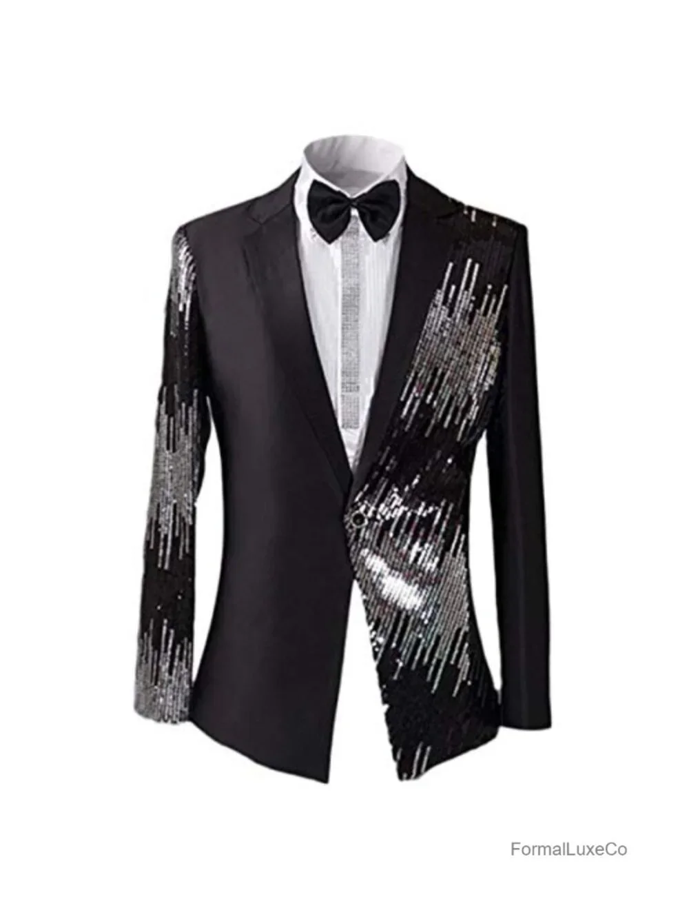 Men's Sequined Dinner Blazer with Notch Lapel - Formal Party Suit Jacket